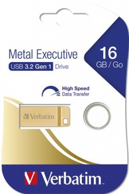 USB kľúč, 16GB, USB 3.2,  VERBATIM "Executive Metal", zlatá